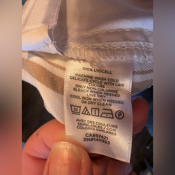 LOFT Striped Lyocell Paperbag Waist Shorts S | Summer Casual Neutral Beach - Picture 6 of 6